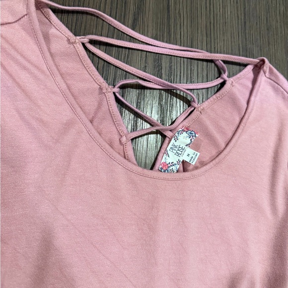 Pink Rose Crisscross Back Top - Picture 2 of 3